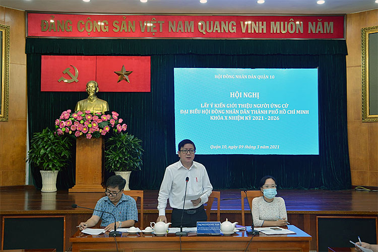 Image: Hội nghị lấy ý kiến giới thiệu người ứng cử đại biểu Hội đồng nhân dân Thành phố Hồ Chí Minh, khóa X, nhiệm kỳ 2021 - 2026