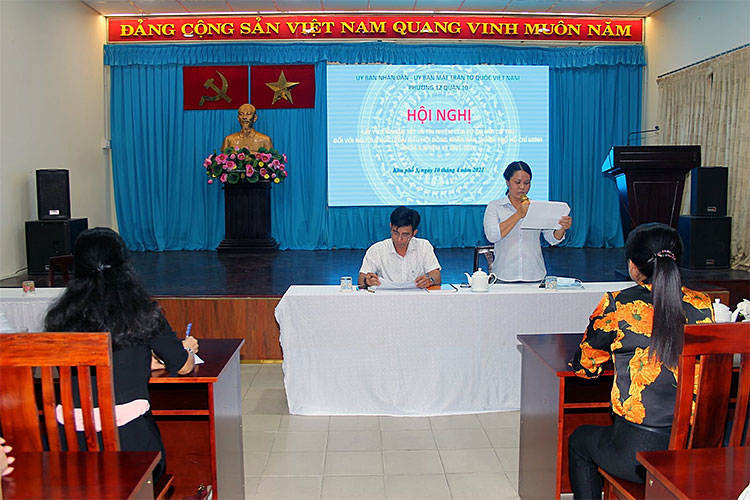 Image: Hội nghị lấy ý kiến nhận xét và tín nhiệm của cử tri nơi cư trú đối với người ứng cử đại biểu Hội đồng nhân dân Thành phố Hồ Chí Minh Khóa X nhiệm kỳ 2021– 2026