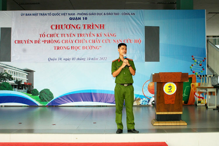 Image: Trường THCS Nguyễn Văn Tố tổ chức chương trình kỹ năng chuyên đề “Phòng cháy chữa cháy cứu nạn cứu hộ trong học đường”