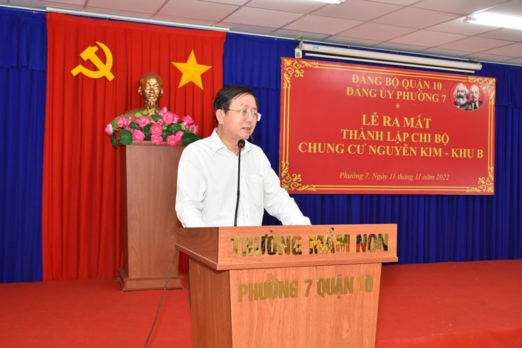 Image: Lễ công bố quyết định thành lập chi bộ chung cư Nguyễn Kim – Khu B trực thuộc Đảng bộ Phường 7 Quận 10