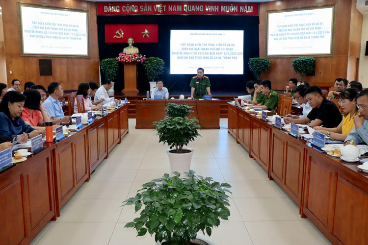Image: Tiếp Đoàn kiểm tra thực hiện Đề án 06 trên địa bàn Thành phố Hồ Chí Minh theo Kế hoạch số 1470/KH-BCĐ ngày 13/4/2023 của Ban Chỉ đạo thực hiện Đề án 06 Thành phố